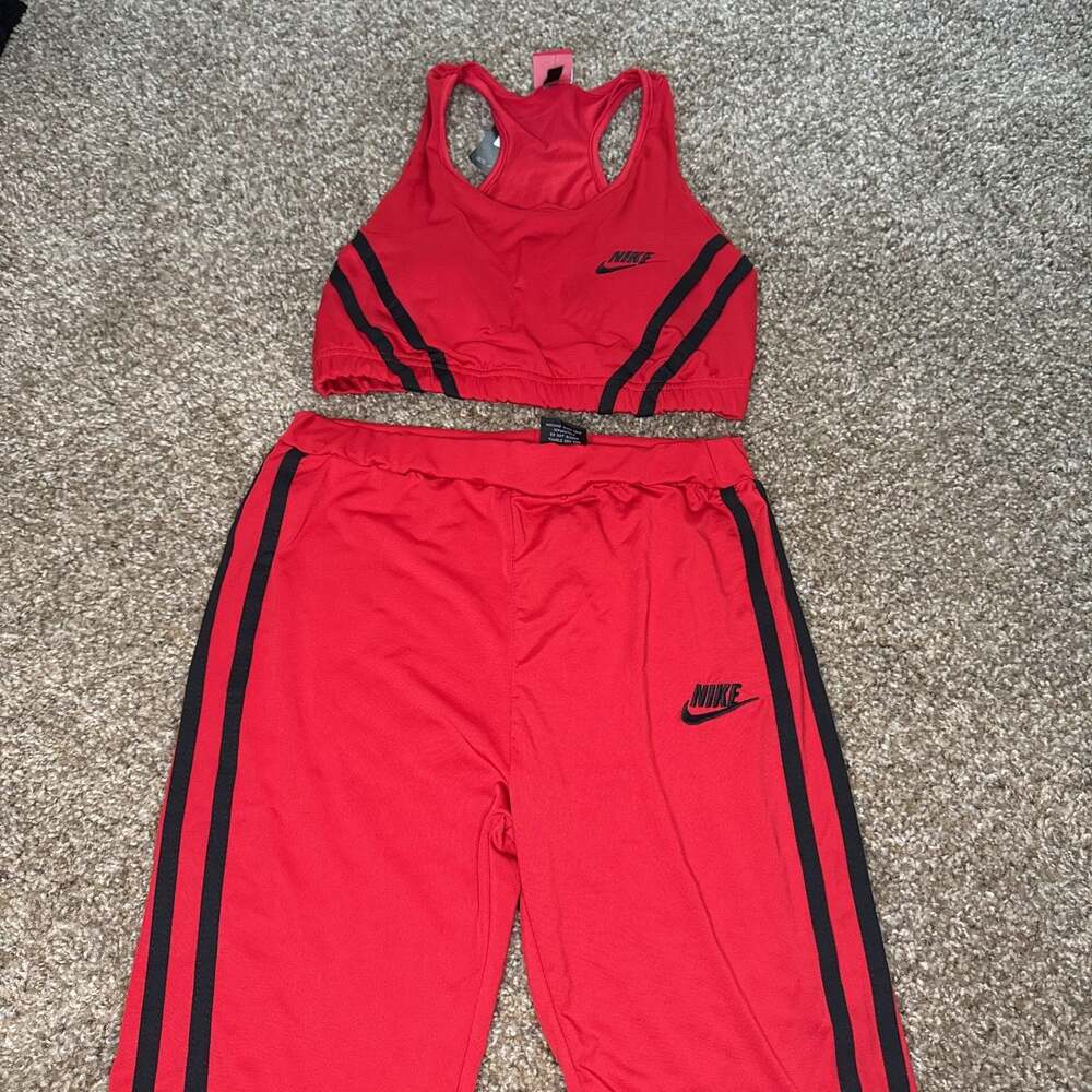 Nike Women's Red & Black Two-Piece Track Suit - Large